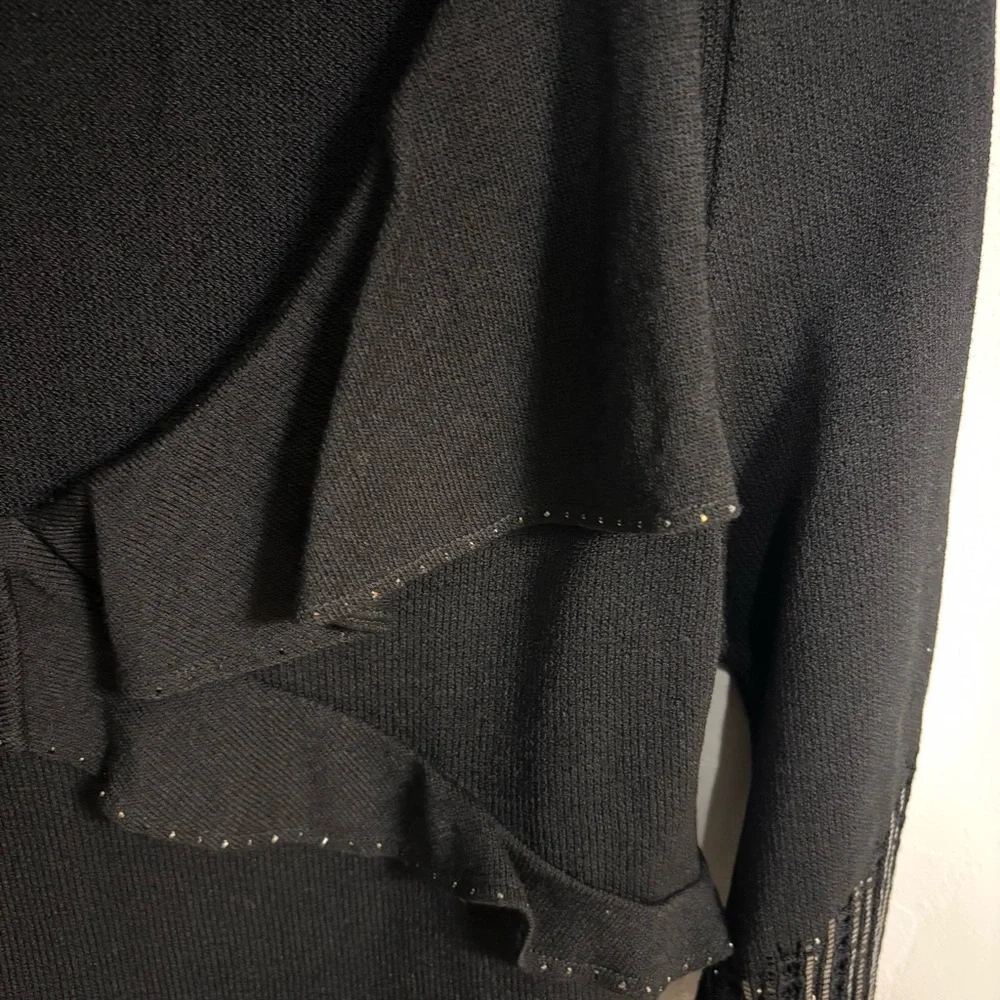 NWOT St. John Evening Luxurious Knit Black Ruffle Wrap Sweater - Sz 8 (Runs big)